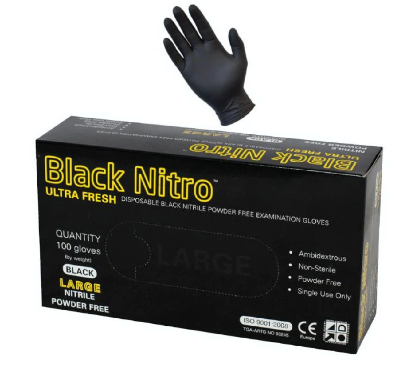 Black nitrile powder free gloves